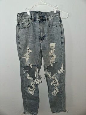American Eagle Outfitters High-Rise Distressed Light Blue Jeans